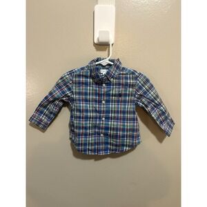 Ralph Lauren Baby Boy Multicolor Plaid Button Up Shirt Size 9 Months Blue Pony